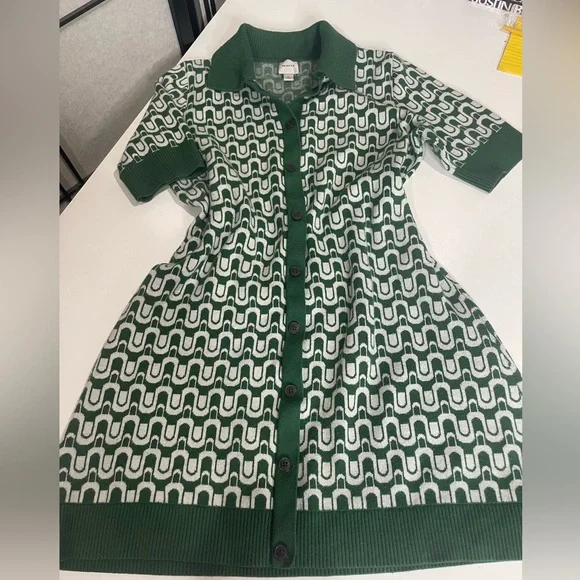 Maeve Short-Sleeve Collared Button-Front Knit Mini Dress Size L - Picture 3 of 15